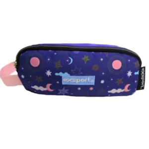 Exsport 2526402 space design 3 zippers purple pencil case