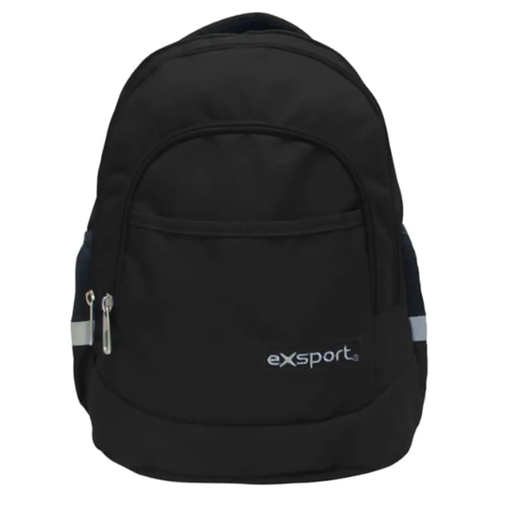 Exsport 2526503 black 3 zipper backpack