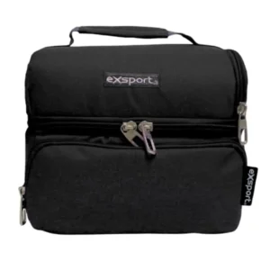 Exsport 2526504 black 2 zippers lunch bag with front pocket