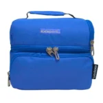 Exsport 2526504 blue 2 zippers lunch bag with front pocket