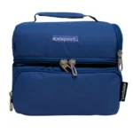 Exsport 2526504 navy blue 2 zippers lunch bag with front pocket