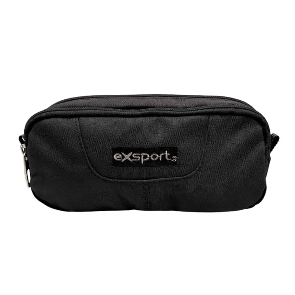 Exsport-2526507-Black-2-Zippers-Pencil-Case Exsport 2526507 black 2 zippers pencil case