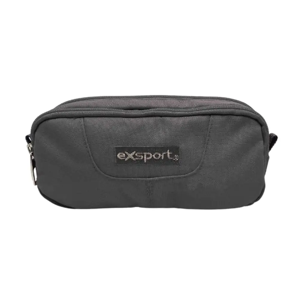 Exsport 2526507 dark grey 2 zippers pencil case