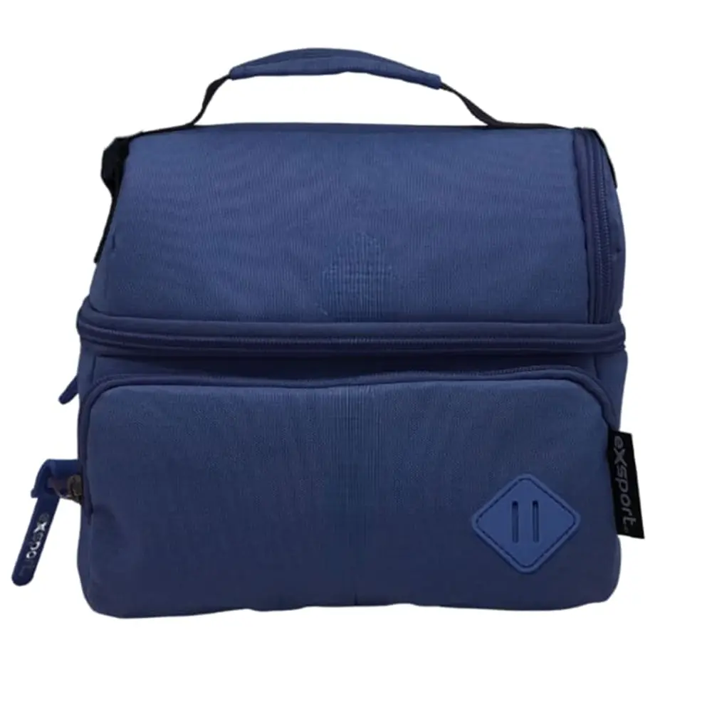 Exsport 2526552 navy blue 2 zipper pencil case with front pocket