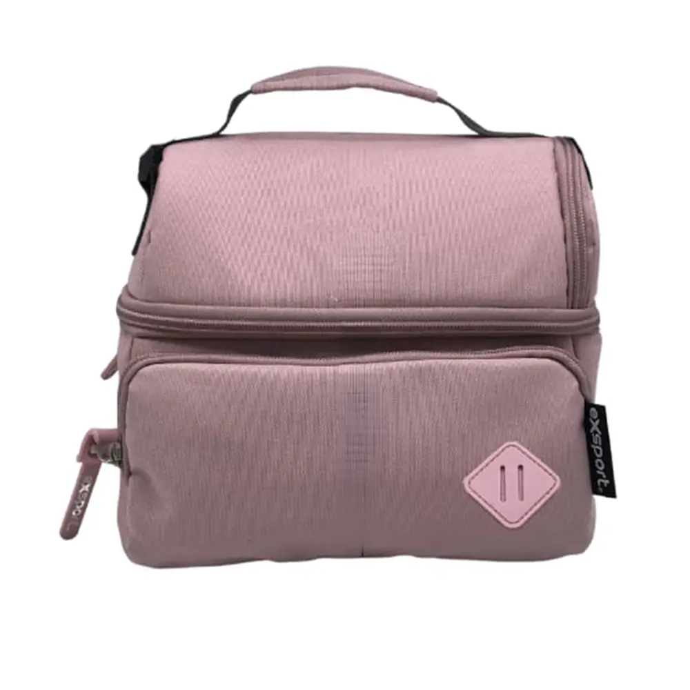 Exsport 2526552 pink 2 zipper pencil case with front pocket