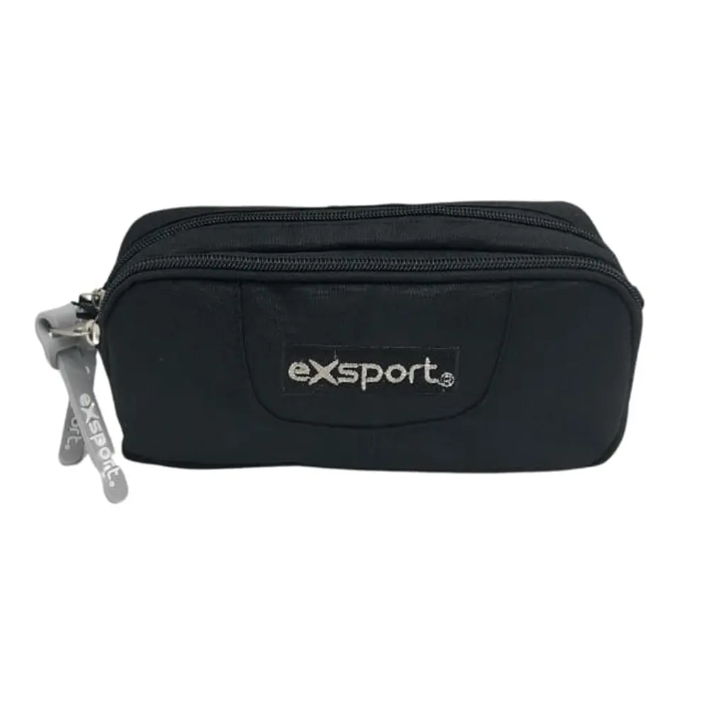 Exsport 2526554 black 2 zippers pencil case