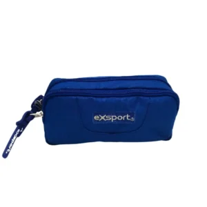 Exsport 2526554 blue 2 zippers pencil case