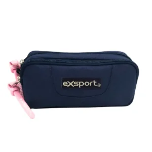 Exsport 2526554 navy blue 2 zippers pencil case