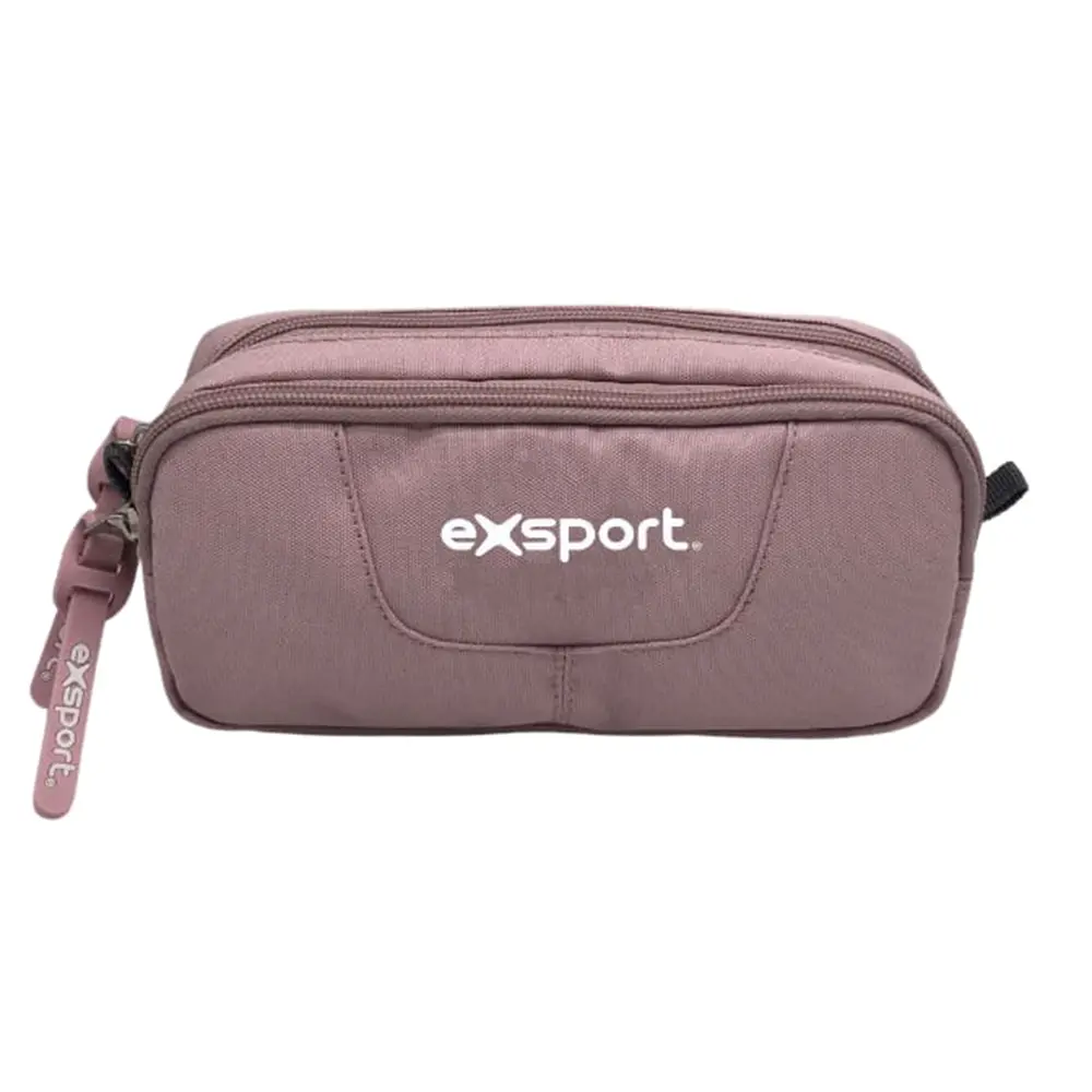 Exsport 2526554 pink 2 zippers pencil case