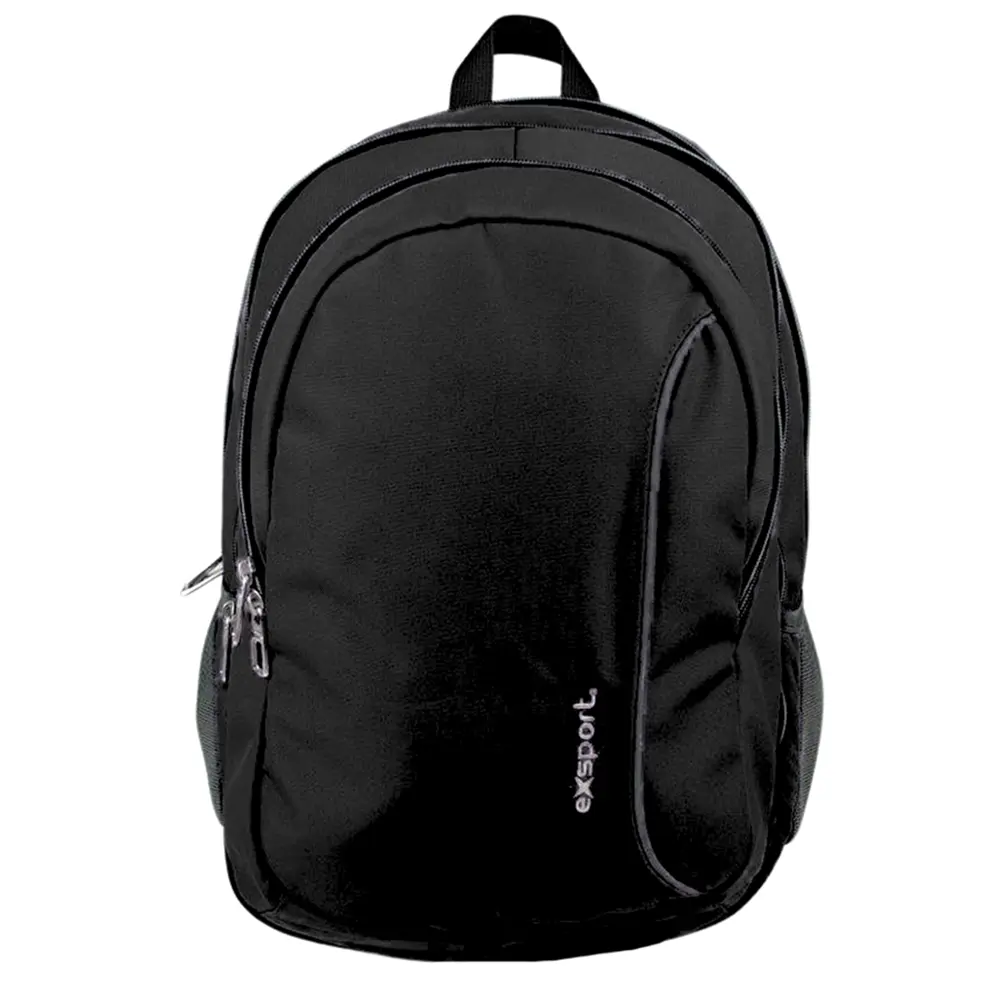 Exsport 2526573 black 3 zippers backpack