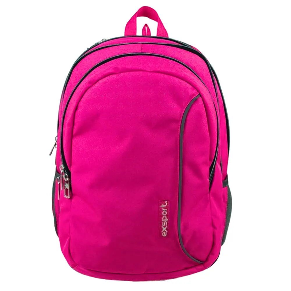 Exsport 2526573 fuchsia 3 zippers backpack