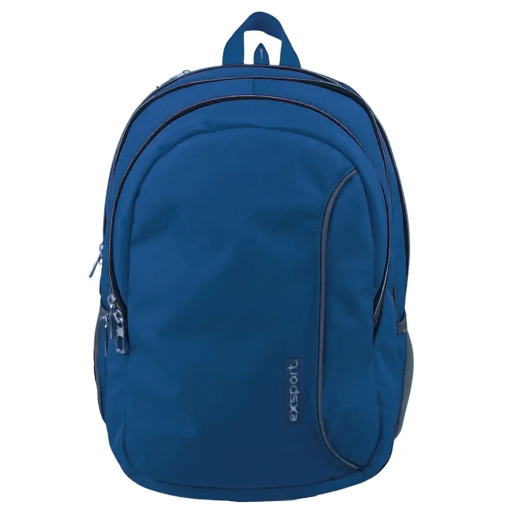 Exsport 2526573 navy blue 3 zippers backpack