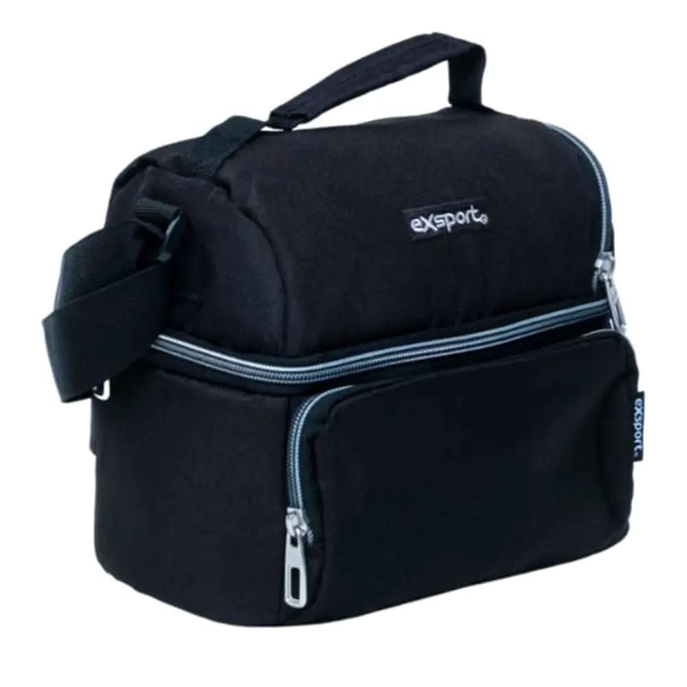 Exsport 2526575 black 2 zippers lunch bag with front pocket