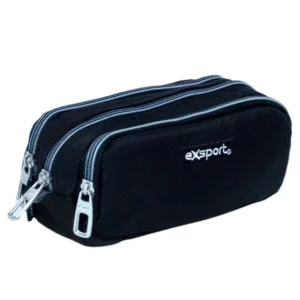 Exsport 2526578 black 3 zippers pencil case
