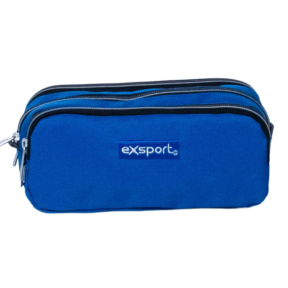 Exsport-2526578-Blue-3-Zippers-Pencil-Case Exsport 2526578 blue 3 zippers pencil case