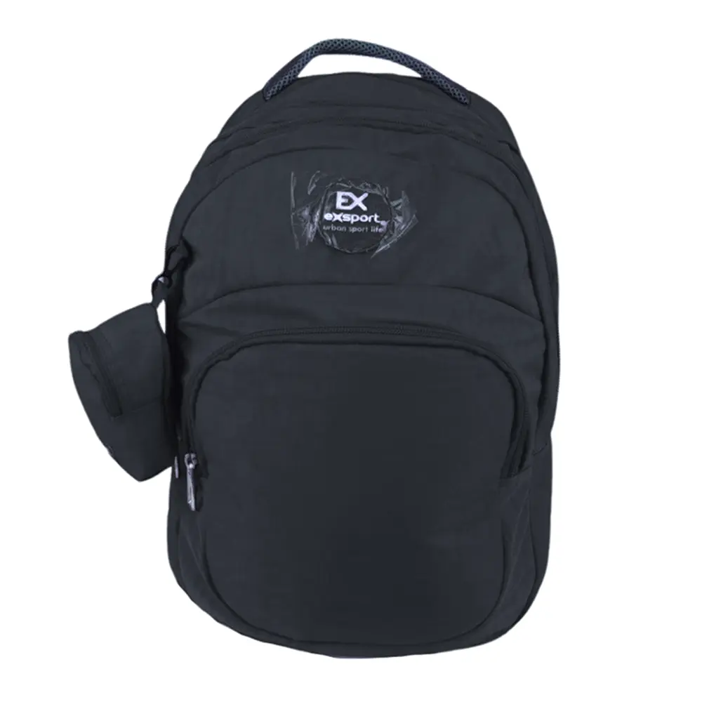 Exsport 2526601 black 4 zippers backpack