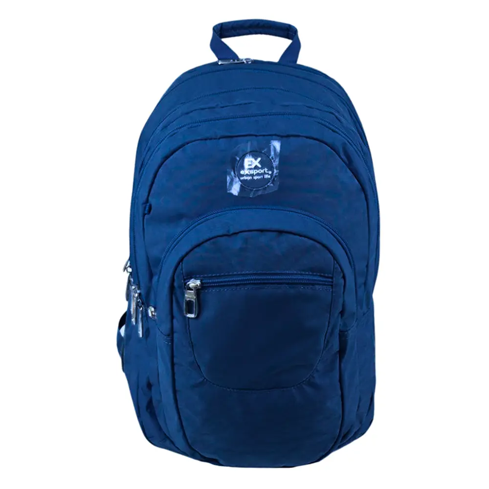 Exsport 2526602 navy blue 6 zippers backpack
