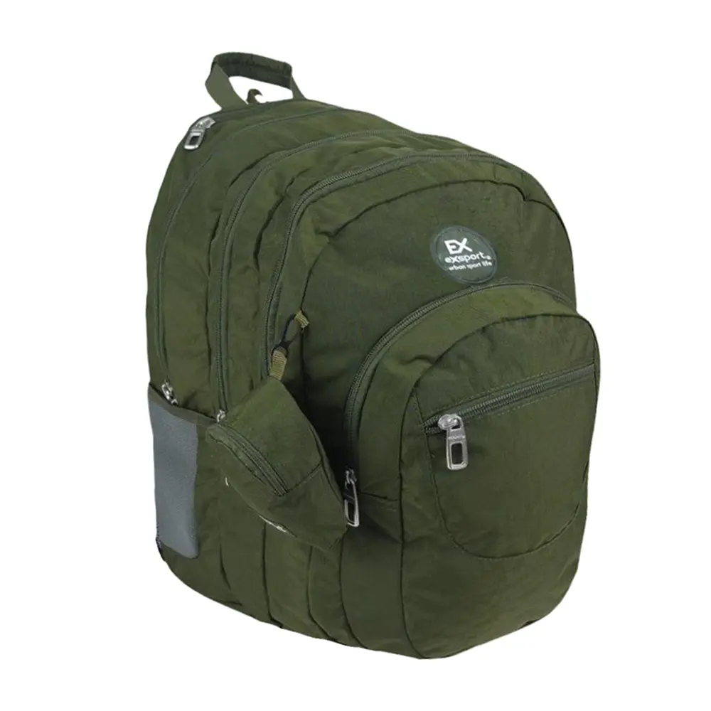 Exsport 2526602 olive green 6 zippers backpack