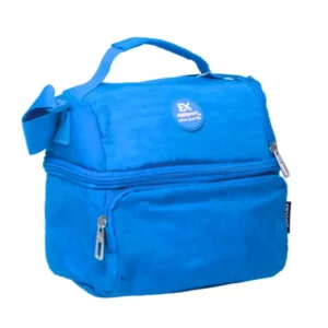 Exsport 2526605 blue 2 zippers lunch bag with front pocket