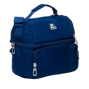 Exsport 2526605 navy blue 2 zippers lunch bag with front pocket