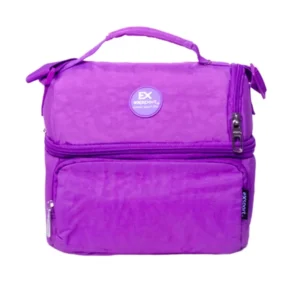 Exsport 2526605 purple 2 zippers lunch bag with front pocket