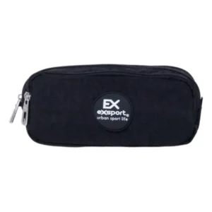 Exsport 2526607 black 3 zippers pencil case