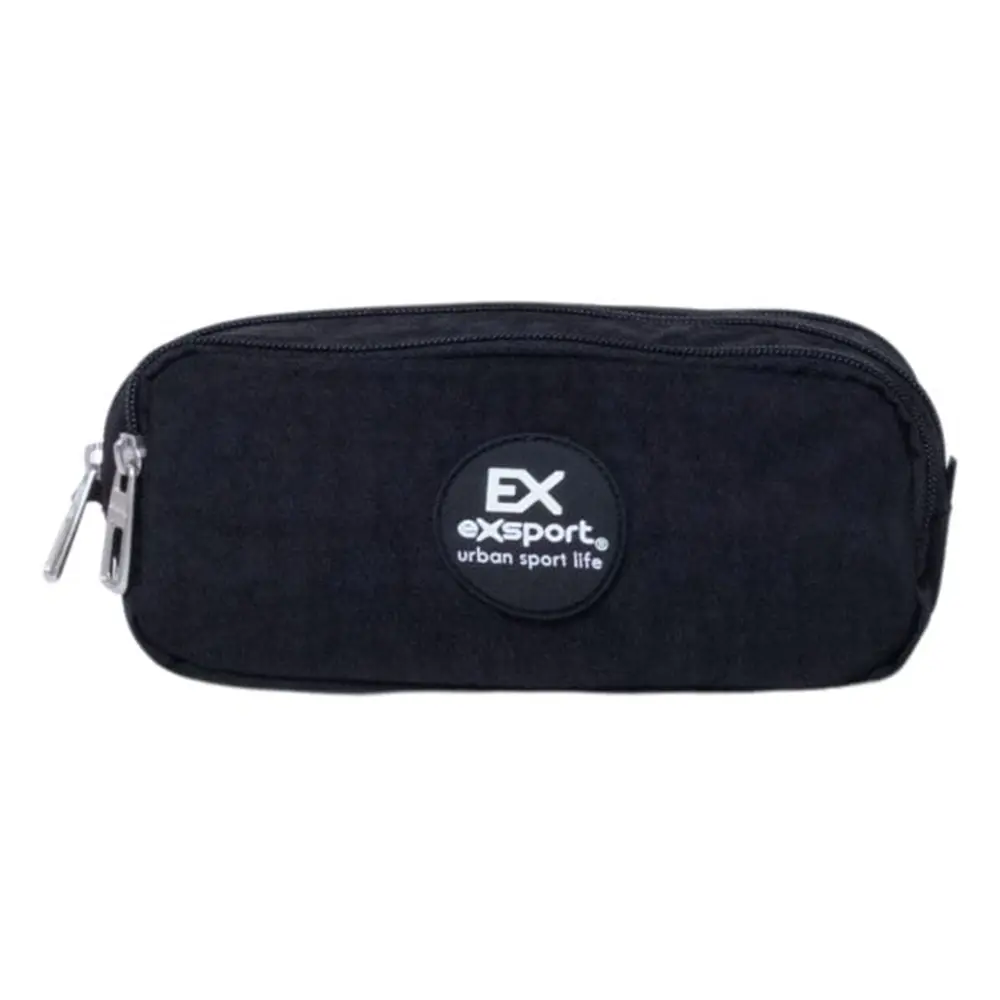 Exsport-2526607-Black-3-Zippers-Pencil-Case Exsport 2526607 black 3 zippers pencil case