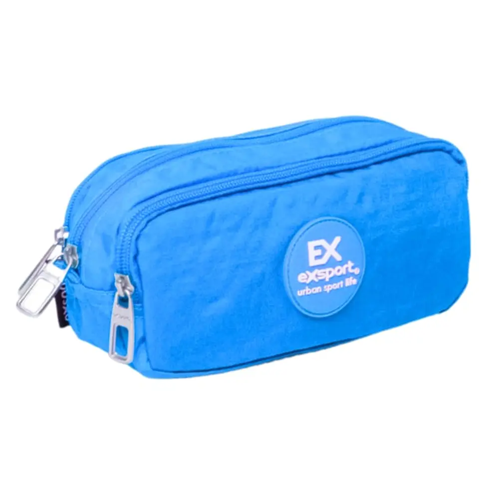 Exsport-2526607-Blue-3-Zippers-Pencil-Case Exsport 2526607 blue 3 zippers pencil case