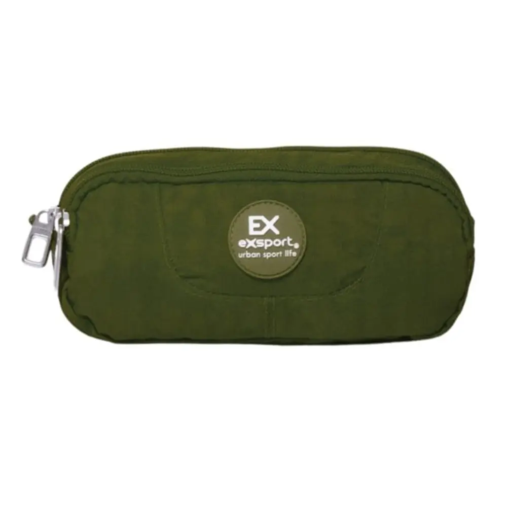 Exsport 2526608 olive green 2 zippers pencil case