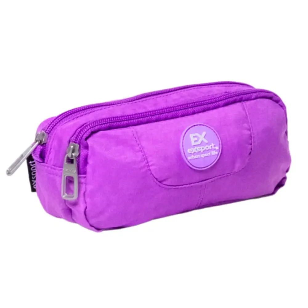 Exsport 2526608 purple 2 zippers pencil case