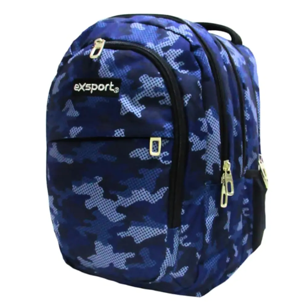 Exsport 2526902 blue camo 4 zippers backpack1