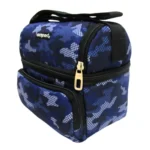 Exsport 2526904 blue camo 2 zippers lunch bag with front pocket