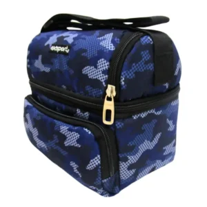 Exsport 2526904 blue camo 2 zippers lunch bag with front pocket