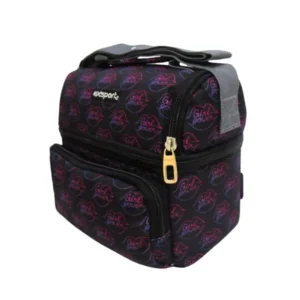 Exsport 2526904 girl power design 2 zippers lunch bag with front pocket
