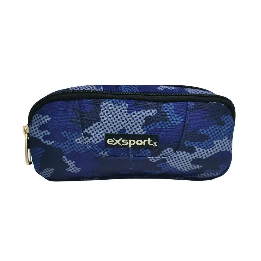 Exsport 2526906 blue camo 2 zippers pencil case