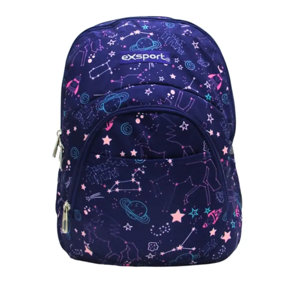 Exsport 2526911 space design 4 zippers purple backpack