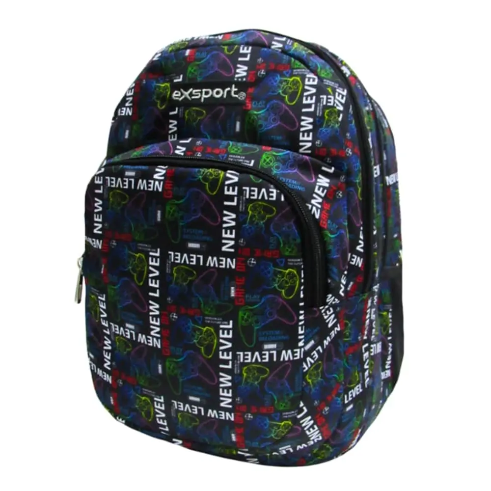 Exsport 2526912 gaming design 4 zippes black backpack1