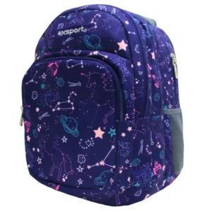 Exsport 2526912 space design 4 zippers purple backpack1