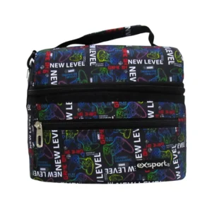 Exsport 2526913 gaming design 2 zippers black lunch bag