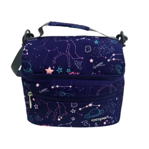 Exsport 2526913 space design 2 zippers purple lunch bag