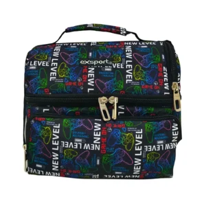 Exsport 2526914 gaming design 2 zippers lunch bag with front pocket