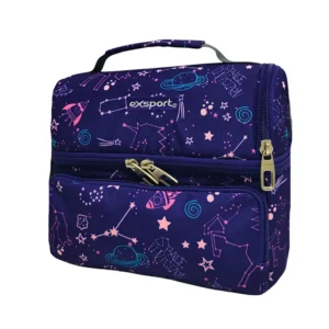 Exsport 2526914 space design 2 zippers lunch bag with front pocket