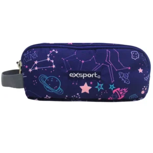 Exsport 2526915 space design 3 zippers purple pencil case