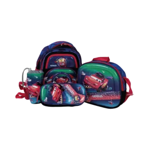 Genius 12in car design 2 zippers navy blue kids backpack set