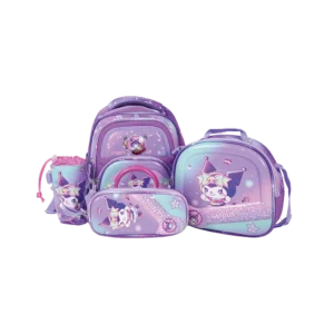 Genius 12in kuromi design 2 zippers purple kids backpack set