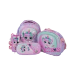 Genius 12in lol design 2 zippers purple & pink kids backpack set