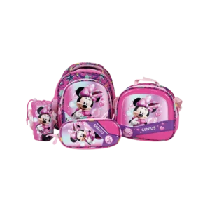 Genius 12in mini mouse design 2 zippers fuchsia kids backpack set