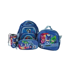 Genius 12in pj masks design 2 zippers navy blue kids backpack set