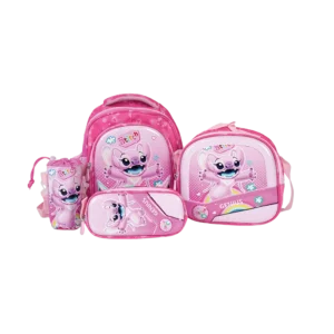 Genius 12in stitch design 2 zippers fuchsia & pink kids backpack set