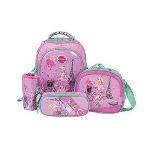 Genius 14in princess design 3 zippers pink backpack set
